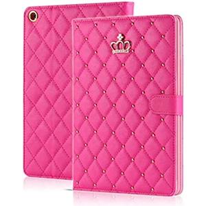 Topwin Cute Crown Case for iPad mini 7 (A17 Pro) 2024/Mini 6 2021, Bling Diamond PU Leather Smart Auto Sleep/Wake with Kickstand Full Body Shockproof for Apple iPad mini 7th/6th Gen 8.3"(Rose Red)