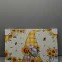 Sunflower Gnome Canvas Print Wall Art - Bees Flowers Leaf on Vintage Newspaper Background - Wall Decor Modern Artwork Paintings Pictures for Living Room Stretched and Framed Ready to Hang - 16" x 24"