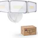 Philips 72W 7400LM LED Flood Lights Outdoor, Switch Controlled Aluminum Security Lights, 3 Adjustable Heads, Wall Mount, 5000K Daylight, Waterproof for Yard, Garage (White-On/Off)