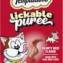 Temptations Creamy Puree Squeezable Lickable Cat Treats, Wet Cat Treats with Beef Liver, 0.42 oz. Tubes, 16 Count (EXP 10/17/27)