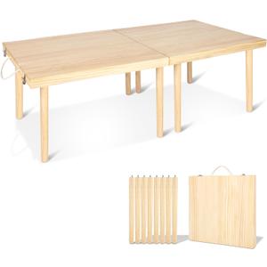 Foldable Boho Wooden Picnic Table, No Assembly Required Portable Outdoor Indoor Low Picnic Table for Floor Seating, Beach, Camping, BBQ, Backyard, 60" x 30", Seats 6–8 People, 60 inches x 30 inches x 16 inches