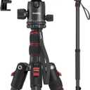 SmallRig CT-20 Camera Tripod, 78.7" Foldable Aluminum Tripod & Monopod, 360Ball Head Detachable, Payload 33lb (200cm/78.7")