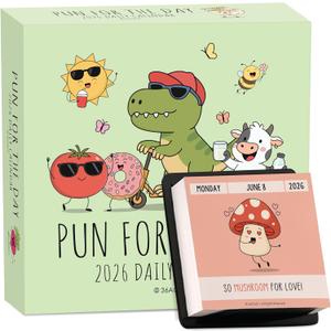 2026 Funny Pun Calendar  Daily Tear-Off Desk Calendar with 365 New Puns & Jokes - Humor Gift for Friends, Family, Coworkers - Punny Christmas Gift, Office & Home Decor