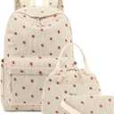 Bluboon School Backpack Set Girls Womens Laptop Bookbag Casual Daypack Fits 15 inch Laptop with Lunch Tote Bag and Pencil Bag
