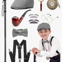 100 Days of School - Old Man Costume for Kids Hat Glasses and Grandpa Vest Set for Child