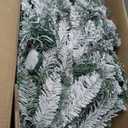 6-ft Pre-Lit Slim Flocked Xmas Decoration Christmas Tree with 11 Modes - 250 LED Lights