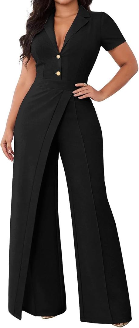 SeNight Women Sparkly Jumpsuits Sexy Long Sleeve Elegant Mock Neck Shiny Straight Long Pants Rompers Club Night Outfits, Medium