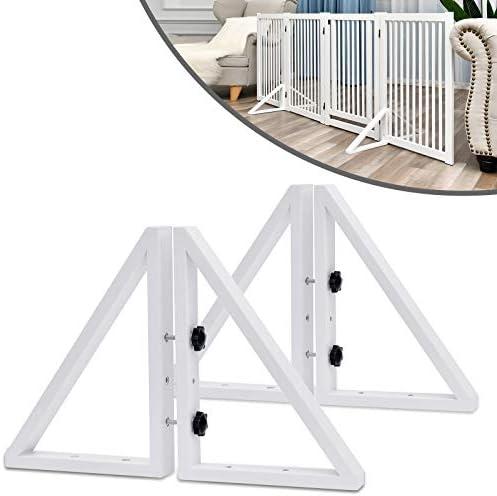 WELLAND Triangle Support Feet Set of 2 for 360 Degree Configurable Gate Collection, Solid Pine Wood, Easy to Install, 2 Pairs of Safety Fence Feet for Freestanding Pet Gates, White (Only Feet)