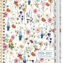 2 x Planner 2026-2027, Academic Year Monthly and Weekly Calendar Planner, Jul 2026 - Jun 2027, Hardcover Teacher Student Planning Agenda book with Tabs, Perfect for School Office Supplies, 6.3" x 8.5" - Wildflowers