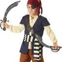 2pcs Pirate Sword,18" Plastic Toy Sword for Kids,Pirate Costume Accessories for Adult Halloween Cosplay,Party Dress-Up Brown
