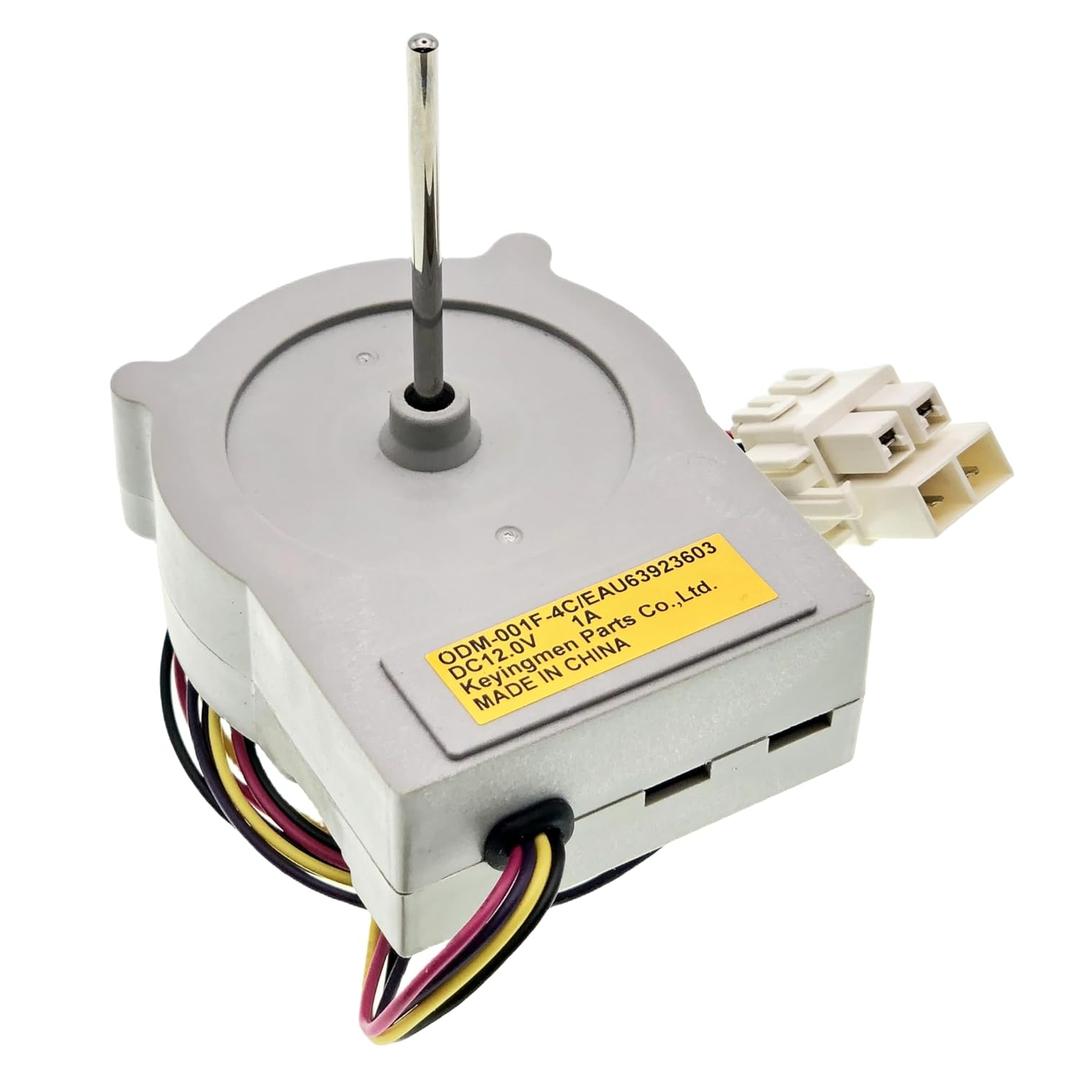 EAU63923603 Refrigerator Evaporator Fan Motor Compatible with LG Refrigerator, Replace LFCC22426S/00, LFXS28596S/00, LFXS28566S/00, DC12.0V 1.0A Shaft Length:46mm