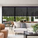 AOSKY Cordless Roller Shades for Windows Light Filtering Shades with 5% Openness Solar Screen Semi Sheer Roller Blinds UV Protection for Office and Home. Easy to Install 26" W x 72" H (Black)