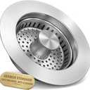 Upgraded 3-in-1 Kitchen Sink Drain Strainer with Solid Brass Core, Fast-Drain Pop-Up Sink Stopper, 304 Stainless Steel, Removable Anti-Clog Basket, for US Standard 3-1/2'' Drains