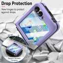 Compatible with Galaxy Z Flip 6 Case with Hinge Protection & 2 Screen Protector for Samsung Flip 6 Case with Flexible Hinge Protector, Slim Full Protective Phone Cover for Z Flip 6 5G (Violet)