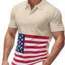 Golf Shirts for Men 2 Pack Print American Flag Short Sleeve Dry Fit Moisture Wicking Performance Polo Shirts (XXXL)