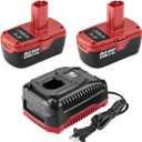 2Pack 6.5Ah C3 Lithium Battery Replace for Craftsman 19.2 Volt Battery + for Craftsman 19.2V Charger for XCP 130279005 1323903 130211004
