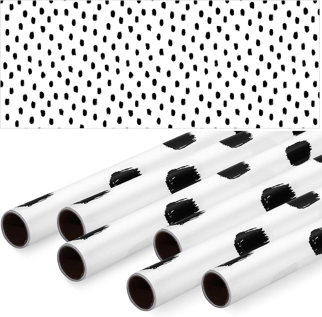 Skyygemm 6 Rolls Classroom Bulletin Board Paper Roll Polka Dot 4 x 12 ft Fade Resistant Colored Background Paper Bulk for Art Decor Drawing Craft(Lively White)