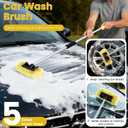 Car Wash Brush with Long Handle, 60'' Soft Bristle Cleaning Brush, Car Cleaning Brushes, Carwash Brushes for SUV, RV, Boat, Truck, House Siding, Sweep Snow, Yellow