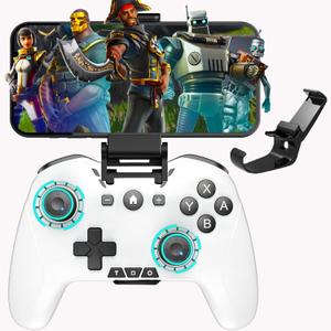 Bluetooth Controller for Switch/Mac/PC/Steam/Mobile Phone/iOS/Android//TV/iPad/Table/Apple Arcade MFi Games, switch pro controller wireless with Adjustable Dual Motion,Turbo,Macros,6-Axis,Wake Up for Black Myth: Wukong (Black) (Purple) (White Black with clip)