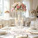 4PCS Acrylic Candelabra Flower Stand Centerpieces, Clear 5 Arm | 2 in 1 Acrylic wedding Centerpieces Stand for Birthday Party Event Decor, Fit LED Candle