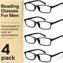 Gaoye +1.5 Reading Glasses Men - Blue Light Blocking Lenses, TR90 Frames, UV400 - Eyeglasses with Clear Vision (A4 Pack Black)