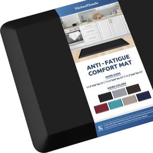 KitchenClouds Kitchen Mat Cushioned Anti Fatigue Kitchen Rug Non Slip Standing Mat Comfort Floor Mats for Sink Office (17.3"x39"- 0.8inch, Black)