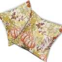 Fall Pillow Covers 16x16 Inch Set of 2 Autumn Burnt Orange Pumpkin Maple Leaf Print Decorative Throw Pillowcases Outdoor Rustic Farmhouse Seasonal Cushion Cases Decor for Sofa Couch Bed