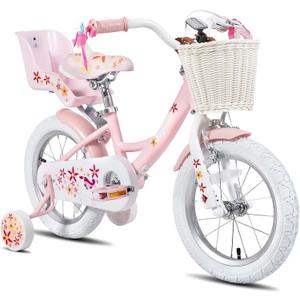JOYSTAR Unicorn 16 Inch Kids Bike for 4 5 6 Years Girls with Doll Bike Seat Children Princess Bike with Training Wheels Basket Streamer Toddler Girl Bikes Pink