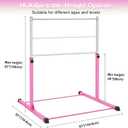 Gymnastics Bar for Kids Ages 3-15, 3' to 5' Adjustable Height, Gymnastic Kip Bar Horizontal Bar for Gymnas, Anti-Slip and Easy to Assemble, Home Gym Equipment Indoor for Girls, Boys