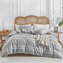 Lekesky Duvet Cover Queen Size, Grey Breathable Comforter Cover Queen Size 3pc Ultra Soft Brushed Bedding Duvet Cover Set with Zipper Ties (1 Duvet Cover 90x90 inches with 2 Pillow Cases)