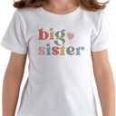 Big Sister Shirt for Girls Toddler Kids Pregnancy Announcement Promoted to Big Sis T-Shirt Summer Short Sleeve Top, 2-3T