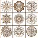 9-Piece Mandala Stencil Set - Reusable Mandala Painting Templates for DIY Wall, Tile, Furniture, Canva, Outdoor & Indoor Decoration (Style 1)