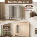 Radiator Cover Cabinet - 44"x36"x 7.5" Solid Wood Heater Enclosure Shelf with Top, for Home Decor and Safe (Natural)