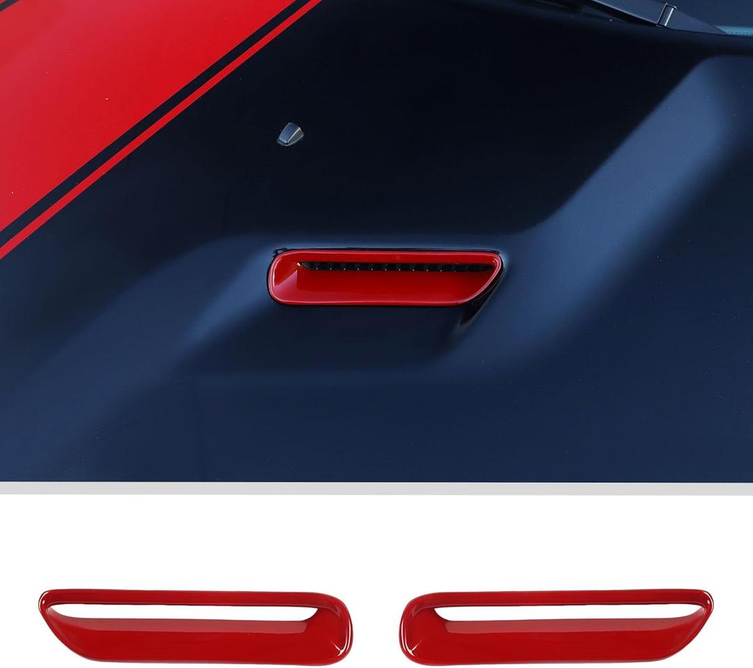 JWWY for Challenger Hood Air Conditioner Air Outlet Trim for 2009-2014 Dodge Challenger Accessories, ABS Red 2pcs