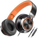AILIHEN Kids Headphones, Headphones Wired with Microphone and Volume Control Folding Stereo Corded On-Ear 3.5mm Headset for Boys Girl Cellphones Tablets Chromebook Laptop Computer (Black/Orange)