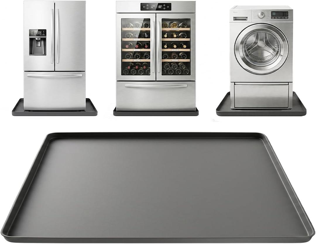 Large 2929''Silicone Washing Machine Drain Pan,0.98" Raised Edges,Non-Slip Waterproof Drip Tray for Under Washer & Dryer,Anti-Vibration Floor Leak Protector for Refrigerator,Air Fryer,Coffee Maker