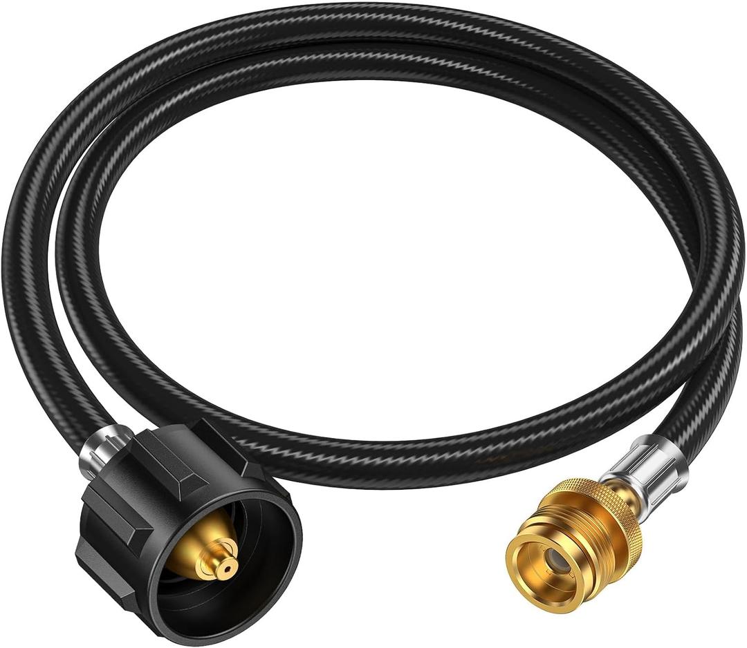 4ft Propane Hose Adapter 1lb to 20lbPropane Adapter 20lb to 1lb Converter, Propane Tank Adapter Hose 20 lb to 1 lb for Weber Q Grill/Coleman Stove/Blackstone Griddle/Buddy Heater/Weber Traveler (4 Feet Updated)