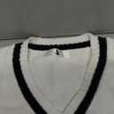 Women's Stripe Sweater Vest Classic V Neck Cable Knit Vest Sleeveless Pullover Ribbed Tank Tops (White, Small)