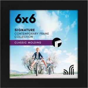 Americanflat 6x6 Picture Frame with Shatter-Resistant Glass - Signature Collection - Gallery Style Frames Made of Engineered Wood - Square Frame for Tabletop and Wall Display - Black