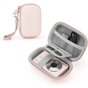 SQERO Camera Case for Digital Camera CAMKORY DC403 FHD 1080P/ KODAK PIXPRO FZ55/ FZ45/ STUOGYUM DC402-AF, SD Card Storage Travel Carry Cute Case Bag Small (Pink)