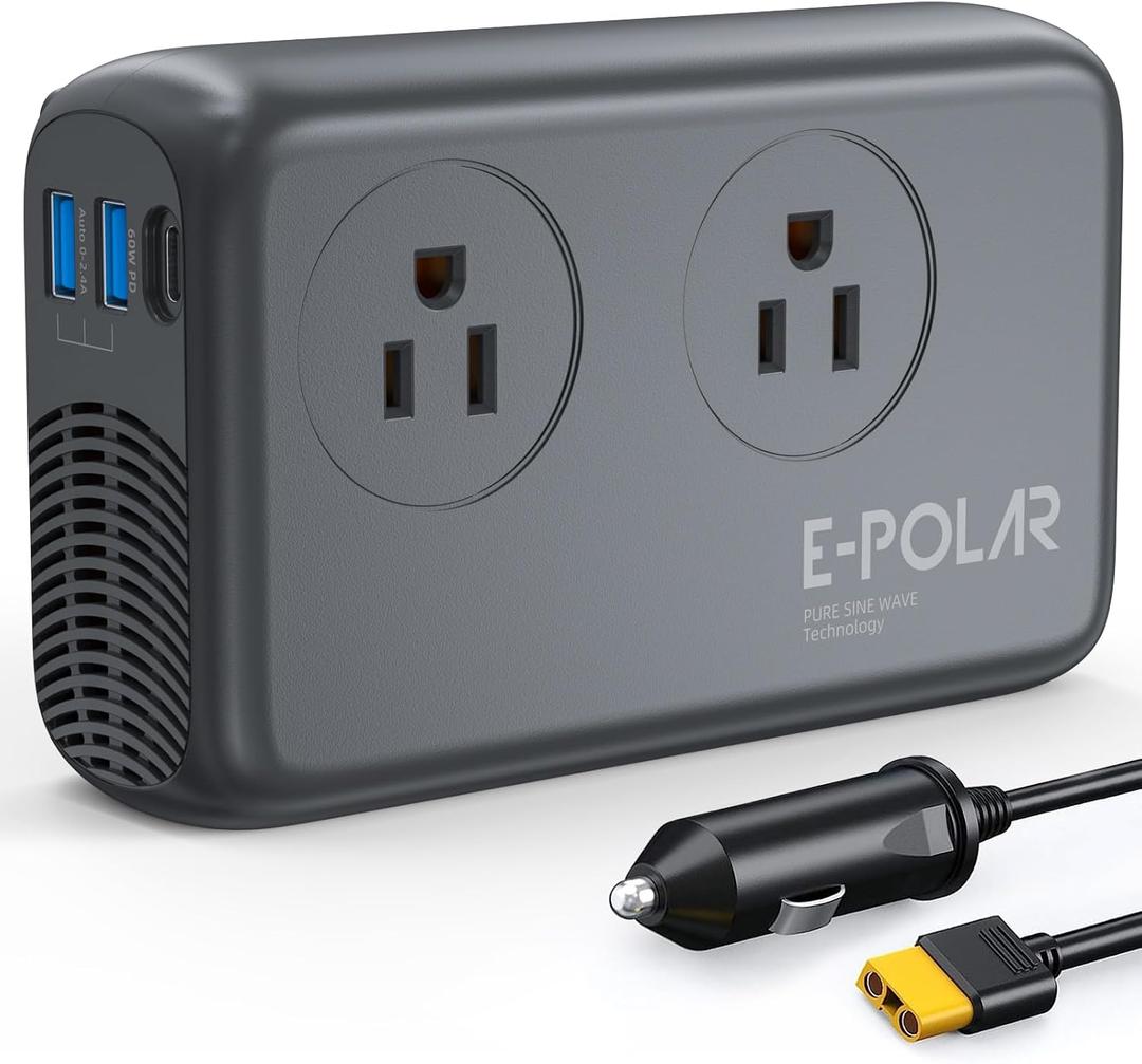 300W Car Power Inverter Pure Sine Wave with 60W PD USB-C, Power Inverters for Vehicles DC 12V to 110V AC, Car Inverter Power Outlet with XT60 Cable (Grey)