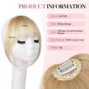 LEEONS Clip in Bangs Real Human Hair, 100% Remy Human Hair Topper for Women, Clip on Bangs Hairpiece with Temples (Wispy Bangs, Blonde mix with Golden Brown)