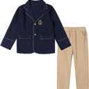 Mud Kingdom Boys British School Uniform Set Long sleeve Tie Badge Pleated Plaid Back to School 4-16Y