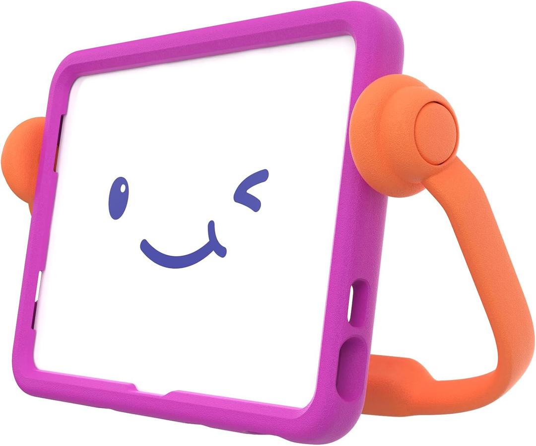 Speck iPad Case for Kids - Heavy Duty Protective Case for 10.9 Inch iPad 10th Generation - Multi-Range Stand & Handle - Works for Car Headrests & Table Top Watching - Violet/Flux Orange