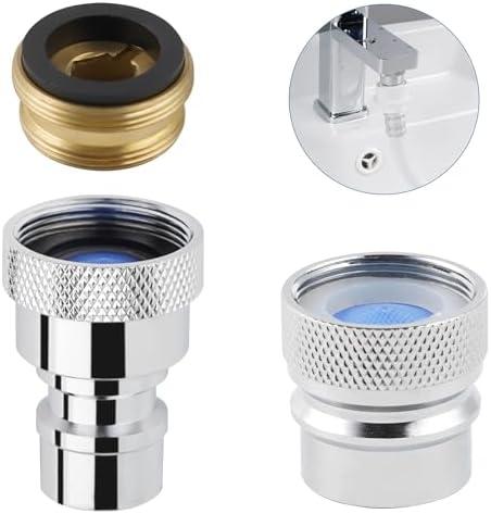 2 Pcs Metal Portable Dishwasher Faucet Adapter, Brass Faucet Aerator Adapter for Portable Dishwasher, 55/64-27 Female and 15/16-27 Male Thread for Kitchen/Bathroom/Rvs, Chrome
