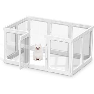 Acrylic Dog Playpen, 60cm Transparent Pet Playpen for Indoor & Outdoor Use, Portable Heavy Duty Puppy Pen Fence for Small to Medium Dogs - 10 Panels