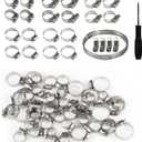 45pcs Hose Clamp Assortment Kit,1/4"-1-1/8"(6-29mm) Adjustable Stainless Steel Hose Clamps,Worm Gear Pipe Clamps for Fuel Line Tube Pipe Plumbing Automotive+1 Metal Strip,4 Locking Head,1 Screwdriver