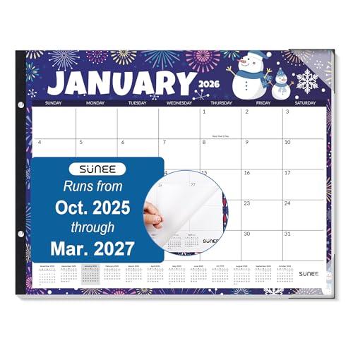 SUNEE Desk Calendar 2026 Large 22x17 from October 2025 to March 2027, Extra Large Desktop Monthly Calendar Pad 18 Months For Teacher or Family, Desk Top, Seasonal pack of 2