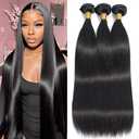 10A Straight Bundles Human Hair 16 18 20 Inch 100% Unprocessed Virgin Brazilian Straight Human Hair Weave 3 Bundles Natural Black Color