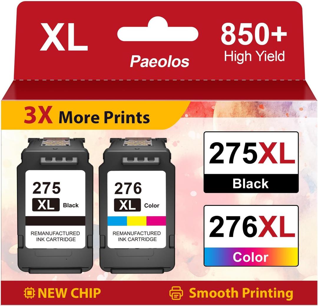 PG-275XL CL-276XL 275XL 276XL High-Yield Replacement for Canon 275 and 276 Ink cartridges for Canon Ink 275 and 276 PG 275 CL 276 for Canon PIXMA TS3722 TR4720 TR4700 TS3522 TS3500 TR4722 Printer